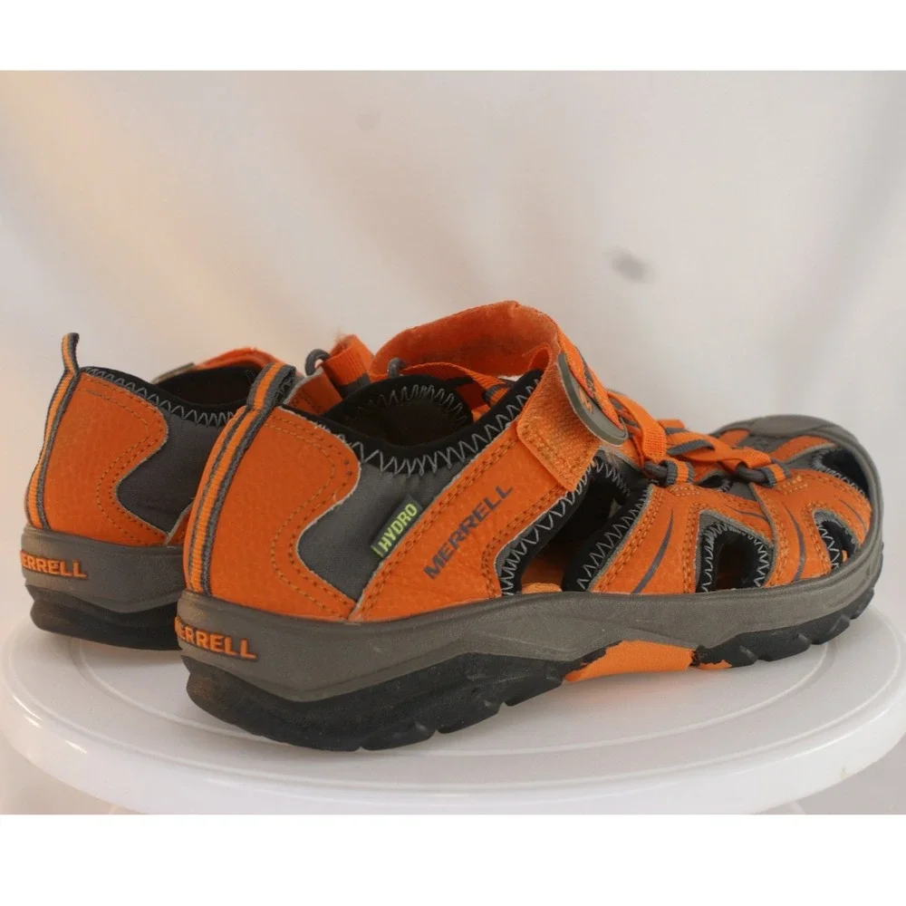 Merrell Hydro Kids Orange Gray Leather Mesh Water Sandals MY56930 US 4M EU 35